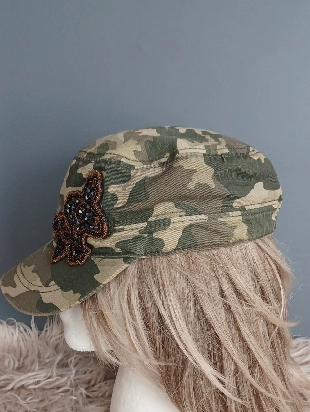 Military Style Camo Hat With Sparkly Accent